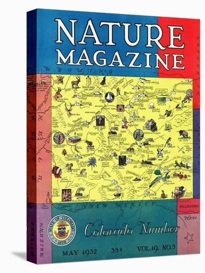 Nature Magazine - Detailed Map of Colorado State with Scenic Spots to Visit, c.1932-Lantern Press-Stretched Canvas