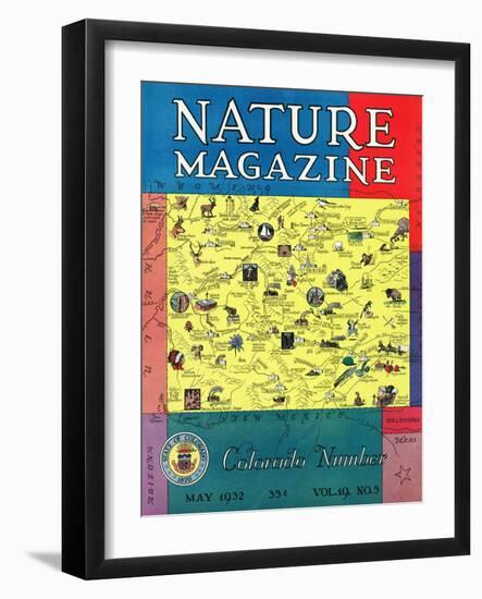 Nature Magazine - Detailed Map of Colorado State with Scenic Spots to Visit, c.1932-Lantern Press-Framed Art Print