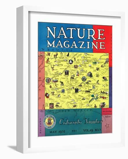 Nature Magazine - Detailed Map of Colorado State with Scenic Spots to Visit, c.1932-Lantern Press-Framed Art Print