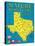 Nature Magazine - Detailed Map of Texas State with Scenic Spots to Visit, c.1930-Lantern Press-Stretched Canvas