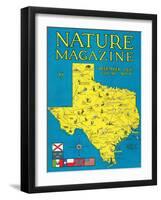 Nature Magazine - Detailed Map of Texas State with Scenic Spots to Visit, c.1930-Lantern Press-Framed Art Print