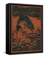 Nature Magazine - View of a Bass Jumping Out of Water to Eat a Dragonfly, c.1952-Lantern Press-Framed Stretched Canvas