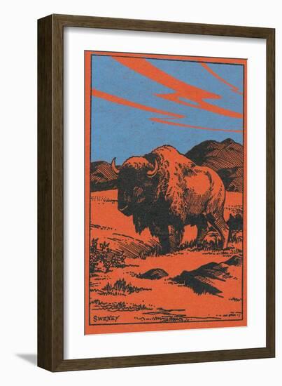 Nature Magazine - View of a Bison on the Prairie, c.1951-Lantern Press-Framed Art Print