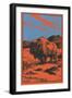 Nature Magazine - View of a Bison on the Prairie, c.1951-Lantern Press-Framed Art Print