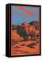 Nature Magazine - View of a Bison on the Prairie, c.1951-Lantern Press-Framed Stretched Canvas