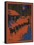 Nature Magazine - View of a Dog Sled and Team, Couple with Cabin in a Snowy Winter Scene, c.1952-Lantern Press-Framed Stretched Canvas