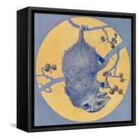 Nature Magazine - View of a Opossum Hanging Upside Down under a Full Moon, c.1926-Lantern Press-Framed Stretched Canvas