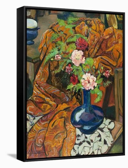 Nature morte à la draperie et au bouquet-Suzanne Valadon-Framed Stretched Canvas