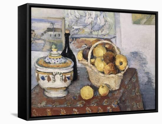 Nature morte à la soupière-Paul Cézanne-Framed Stretched Canvas