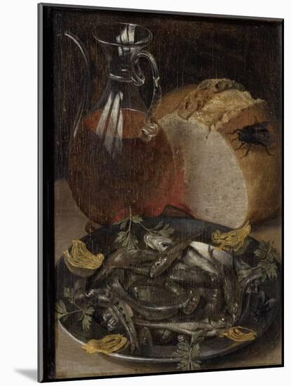 Nature morte au flacon de vin et aux poissons-Georg Flegel-Mounted Giclee Print