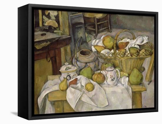 Nature morte au panier ou La Table de cuisine-Paul Cézanne-Framed Stretched Canvas