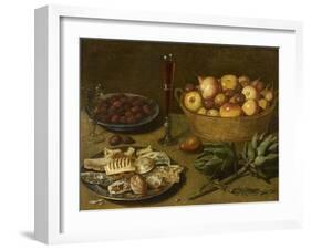 Nature morte aux fruits et aux artichauts-null-Framed Giclee Print