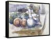 Nature morte avec fruits, carafe, sucrier et bouteille-Paul Cézanne-Framed Stretched Canvas