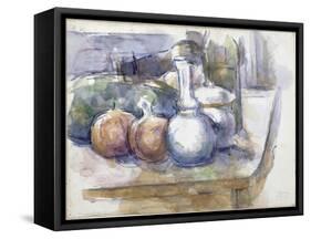 Nature morte avec fruits, carafe, sucrier et bouteille-Paul Cézanne-Framed Stretched Canvas