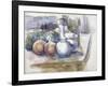 Nature morte avec fruits, carafe, sucrier et bouteille-Paul Cézanne-Framed Giclee Print