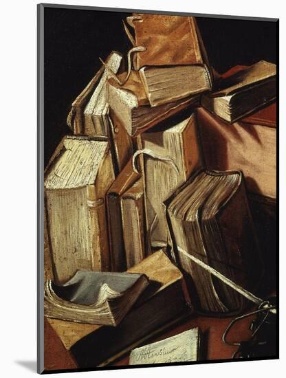 Nature Morte De Livres (Still Life of Books) (Detail)-Charles Emmanuel Bizet D’Annonay-Mounted Giclee Print