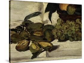 Nature Morte, Fruits Sur Une Table, Still Life with Fruit, Grapes, Peaches and Almonds, 1864-Edouard Manet-Stretched Canvas