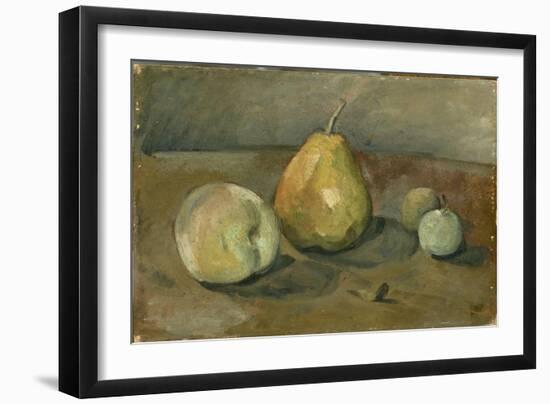 Nature morte, poire et pommes vertes-Paul Cézanne-Framed Giclee Print