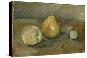 Nature morte, poire et pommes vertes-Paul Cézanne-Stretched Canvas