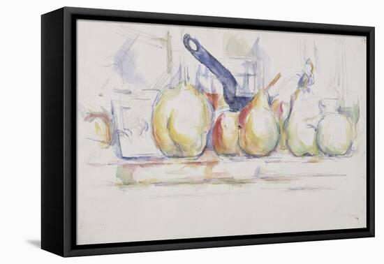 Nature morte ;pommes, poires et casserole-Paul Cézanne-Framed Stretched Canvas
