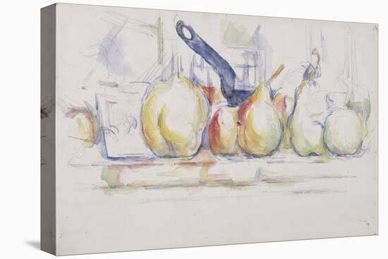 Nature morte ;pommes, poires et casserole-Paul Cézanne-Stretched Canvas