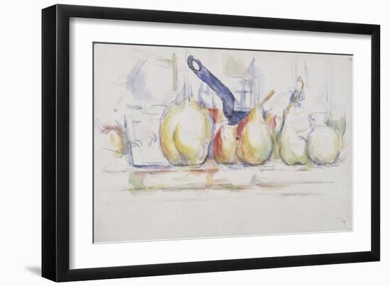 Nature morte ;pommes, poires et casserole-Paul Cézanne-Framed Giclee Print