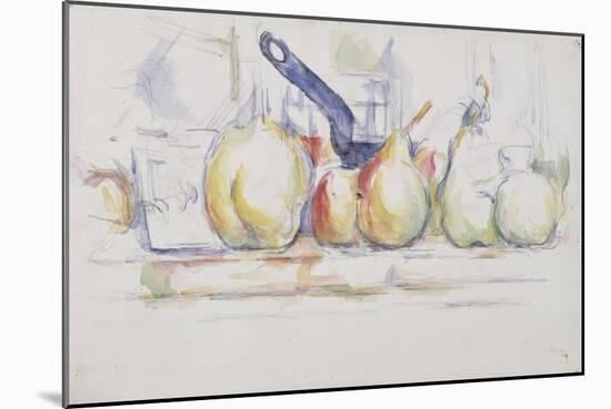 Nature morte ;pommes, poires et casserole-Paul Cézanne-Mounted Giclee Print