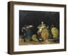 Nature morte : sucrier, poires et tasse bleue-Paul Cézanne-Framed Giclee Print