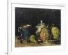 Nature morte : sucrier, poires et tasse bleue-Paul Cézanne-Framed Giclee Print