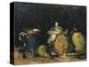 Nature morte : sucrier, poires et tasse bleue-Paul Cézanne-Stretched Canvas
