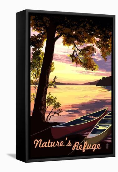 Nature's Refuge - National Park WPA Sentiment-Lantern Press-Framed Stretched Canvas