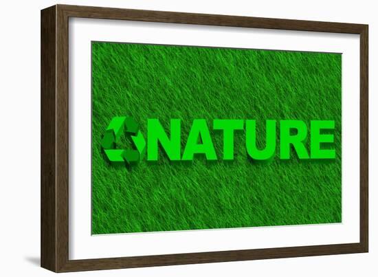 Nature Word over Green Grass-marphotography-Framed Art Print