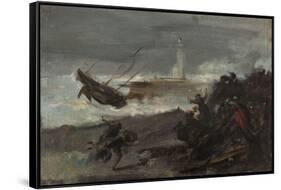 Naufrage dans le port de Dieppe-Jean-Baptiste Carpeaux-Framed Stretched Canvas