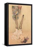 Naughty Woman with Japanese Mask-null-Framed Stretched Canvas