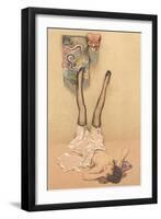 Naughty Woman with Japanese Mask-null-Framed Art Print