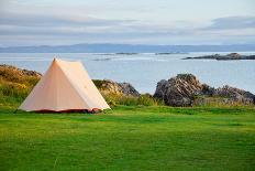 Orange Camping Tent on a Shore in a Morning Light-naumoid-Framed Photographic Print