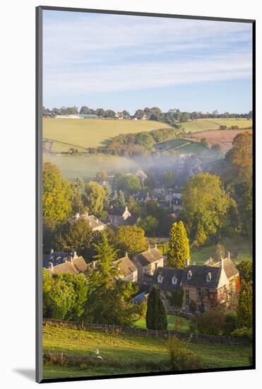 Naunton Village and Morning Mist, Naunton, Gloucestershire, Cotswolds, Uk-Peter Adams-Mounted Photographic Print