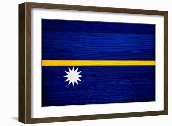 Nauru Flag Design with Wood Patterning - Flags of the World Series-Philippe Hugonnard-Framed Art Print