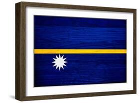 Nauru Flag Design with Wood Patterning - Flags of the World Series-Philippe Hugonnard-Framed Art Print