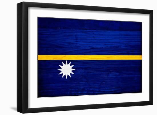 Nauru Flag Design with Wood Patterning - Flags of the World Series-Philippe Hugonnard-Framed Art Print