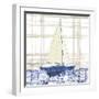 NauSailboat1    sailboat, water, pattern, nautical-Robbin Rawlings-Framed Art Print