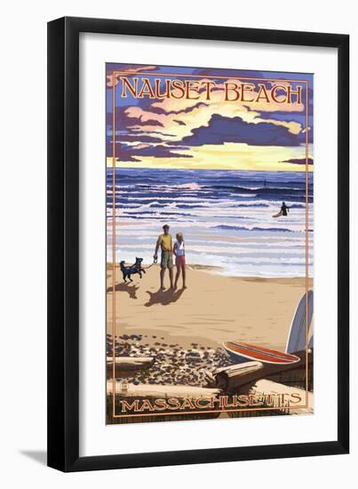 Nauset Beach, Massachusetts - Sunset Scene-Lantern Press-Framed Art Print