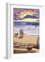 Nauset Beach, Massachusetts - Sunset Scene-Lantern Press-Framed Art Print