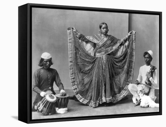 Nautch Girl Dancing with Musicians Photograph - Calcutta, India-Lantern Press-Framed Stretched Canvas