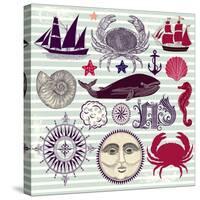 Nautical And Sea Symbols-Molesko Studio-Stretched Canvas