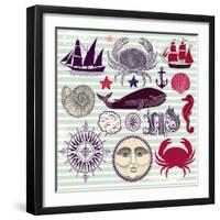 Nautical And Sea Symbols-Molesko Studio-Framed Art Print