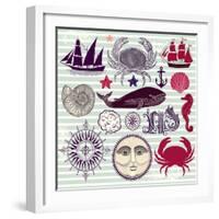 Nautical And Sea Symbols-Molesko Studio-Framed Art Print