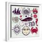 Nautical And Sea Symbols-Molesko Studio-Framed Art Print