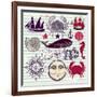 Nautical And Sea Symbols-Molesko Studio-Framed Art Print