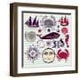 Nautical And Sea Symbols-Molesko Studio-Framed Art Print